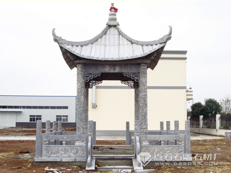 單層四方涼亭 青石正方形涼亭