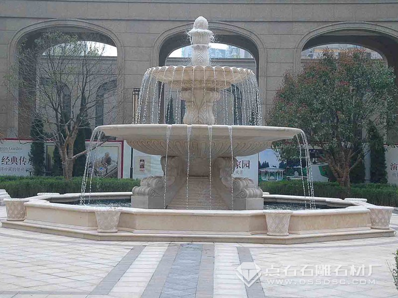 石雕噴泉 大型水缽噴泉