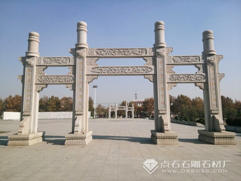 三門花崗巖石牌坊 五蓮紅