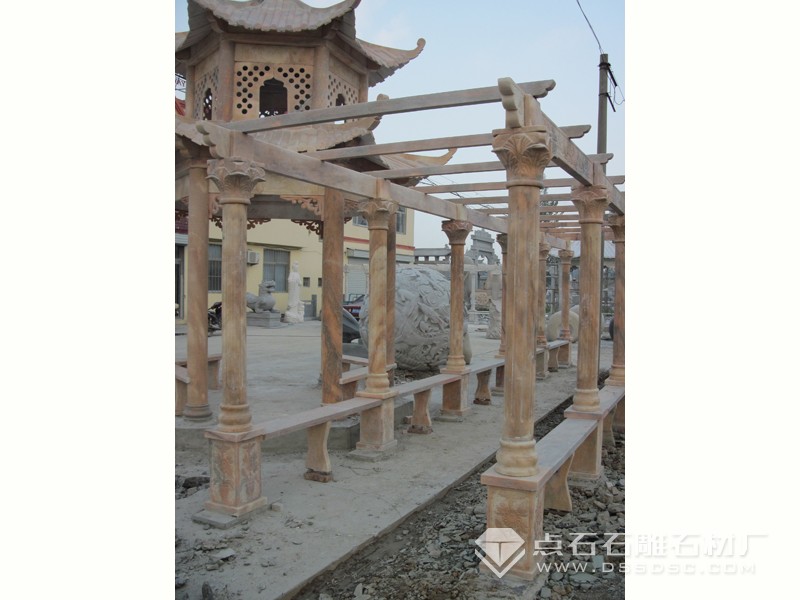 晚霞紅長(zhǎng)廊 石雕葡萄架