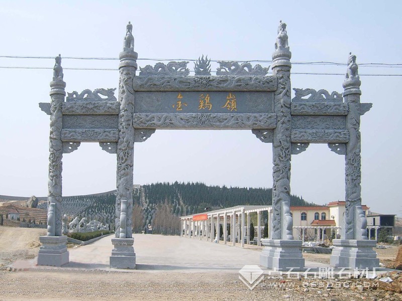 三門龍柱青石石牌坊