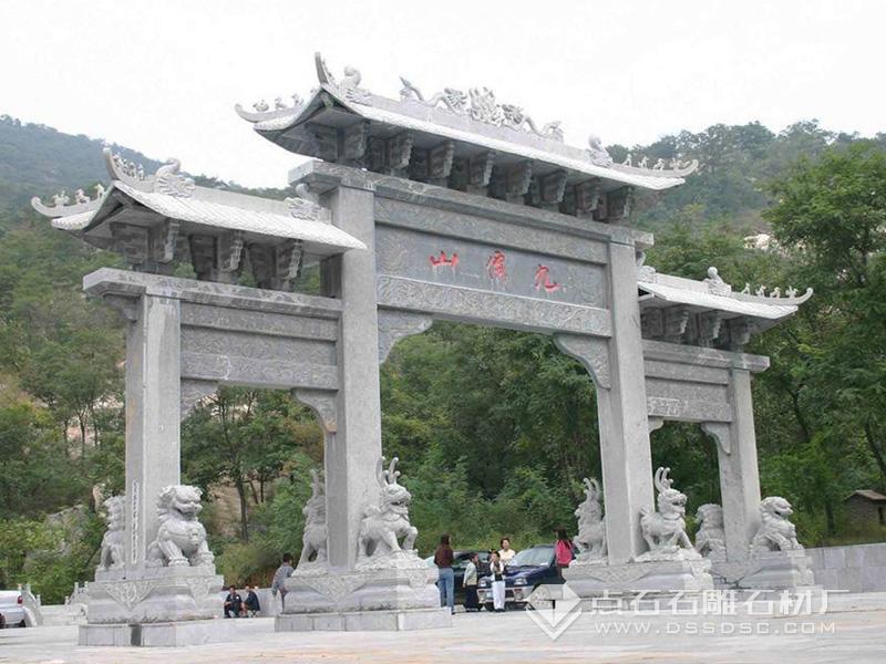 景區石牌坊 三門三樓景區青石牌坊